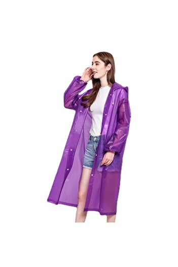 Optim Solution Adult Rain Poncho, EVA, Waterproof, Wind-Resistant, Hooded, Side Snaps, Unisex, Purple