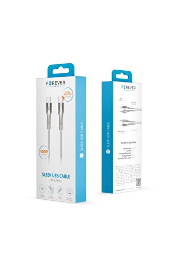 Forever Sleek USB-C to USB-C Cable 1.0 m 100W White