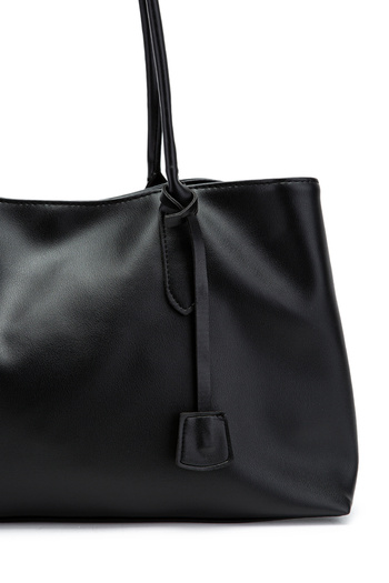 minebag Faux Leather Magnet Closure Diaz Handle Bag Black