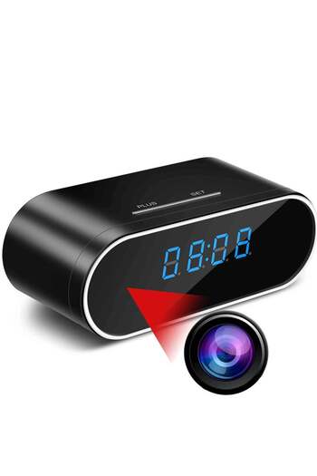 Generic HD WIFI Clock Camera Table Clock Surveillance Security Camera Black