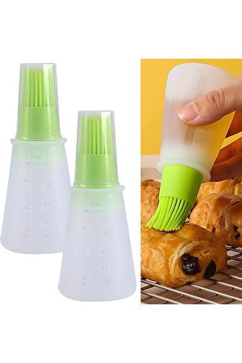 STOREMAX 2-Piece Silicone Brush Oil Dispenser – Milliliter Measured, Non-Drip Oil Bottle Set |   Kitchen, Barbe