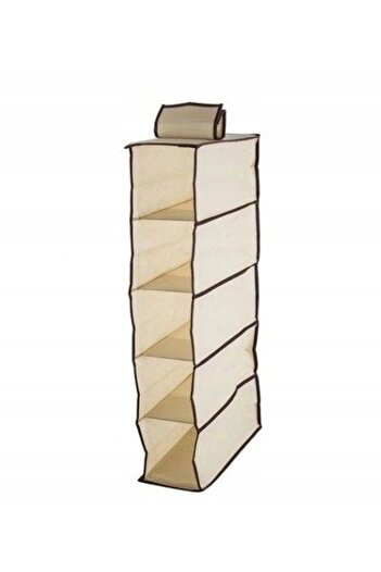 zola Clothes organizer, Zola®, cream, with 5 compartments, velcro closure, 30X30X120 cm
