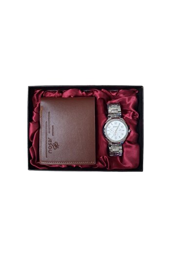 OEM Brown gift set for men watch and wallet