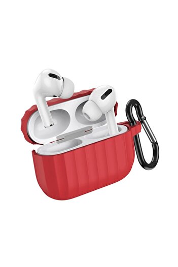 SOFAL Red silicone protective case with strap and safety carabiner - compatible with Apple AirPods Pro