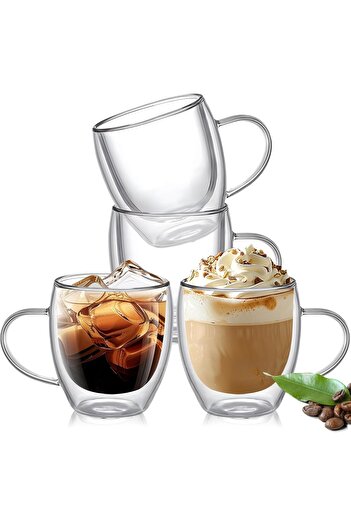 STOREMAX Goldwhirl Double Layer Glass Mug 250 ml Luxury Double Wall Mug - Thermos - Long with Two-Wall Structure