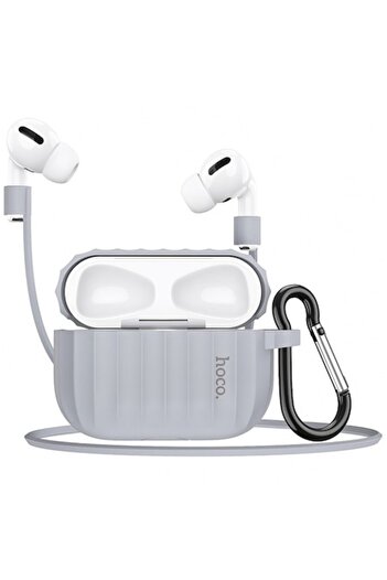 Hoco Protective case with carabiner for Apple AirPods Pro, flexible thermoplastic, Gray