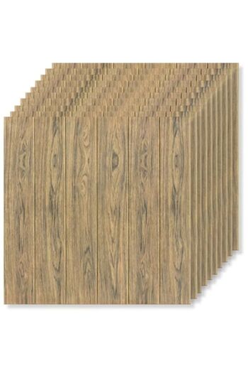 GOLD MARKET Set of 10 Self-adhesive 3D Resin Wallpaper Panels, Wood Imitation, Waterproof, 70 x 70 cm, 4.9 m²,