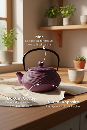 Taşev Linden Hyacinth Cast Iron Teapot 750 ml Purple