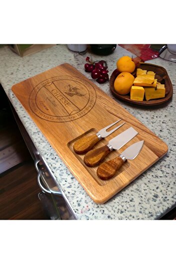 STOREMAX Goldwhirl 4 Piece Acacia Wood Cheese Serving Plate Set - Wooden Cheese Serving Tray - Stylish Serving Tray