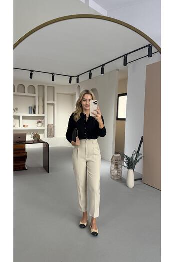 Sezgi Tekin Pleated Stone Carrot Pants