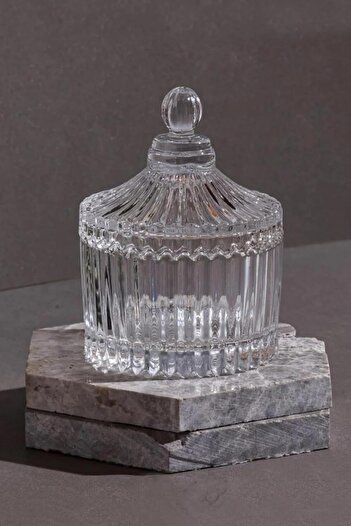 STOREMAX Goldwhirl 2 Pieces Mini Glass and Sugar Bowl - Stylish and Elegant Mini Glass Serving Bowl, Height 9.5cm, Diameter 6.5cm