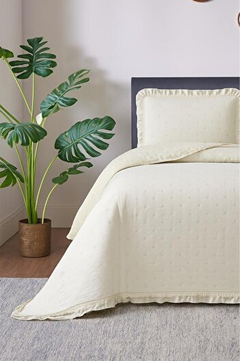 Çeyiz Diyarı Lisbon Fiber Filled Single Size 180X240 cm Bedspread Beige