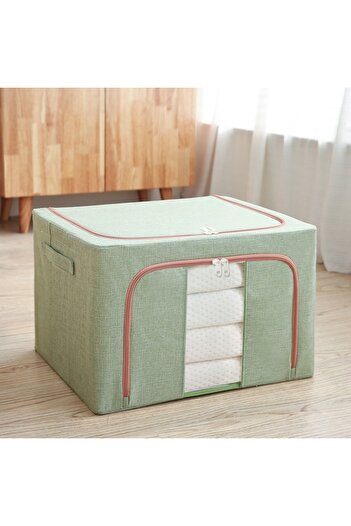 GOLD MARKET Foldable storage box, textile, with zipper, 100 L, 60 x 42 x 40 cm, Green