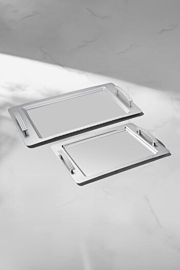 STOREMAX Goldwhirl Sirma 2-Piece Stainless Steel Tray Set Trendflash 467437
