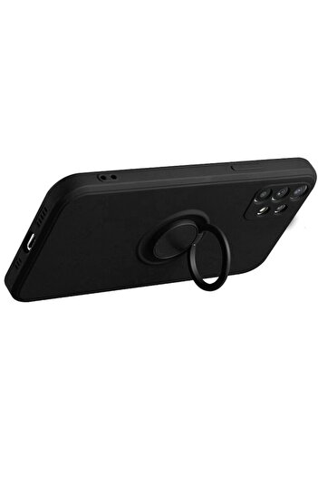 SOHO Protective case for Samsung Galaxy A32 5G - Liquid Silicone Ring with Rotating Stand (Black)