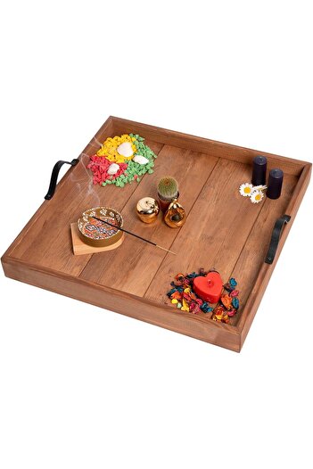 STOREMAX Wooden Serving and Presentation Tray Walnut Color - 60X60 cm 1088605