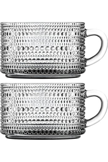 STOREMAX Goldwhirl Piece Bowl with Bead Pattern and Handle - Transparent Glass, and Large Bowl for Cold Use, Fruit, Yo