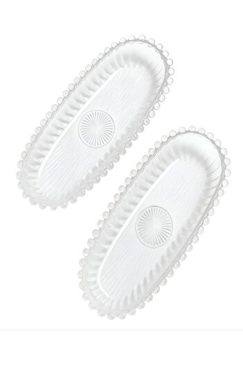 STOREMAX High-Tech 2 Pieces Glass Presentation Plate, Kayak Plate, Serving Plate, Salad Plate