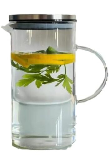 STOREMAX Goldwhirl Borosilicate Fire-Resistant Glass Jug with Metal Lid Trendflash 467437