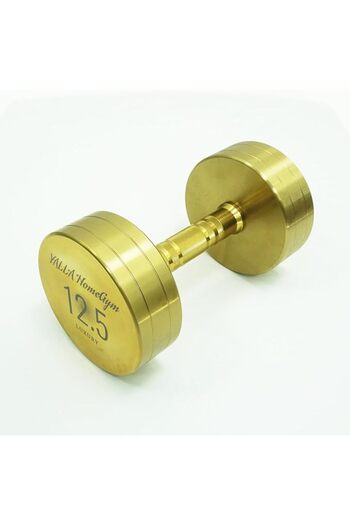 YALLA HomeGym 12.5KG Luxury Gold Colored Premium Round Dumbbells, Exclusive Edition, For Training, Gift & Showcase