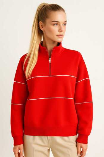 gigigiyim Half-Zip Ribbed Three-Thread Women's Sweatshirt