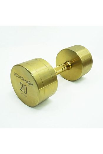 YALLA HomeGym 20KG Luxury Gold Colored Premium Round Dumbbells, Exclusive Edition, For Training, Gift & Showcase
