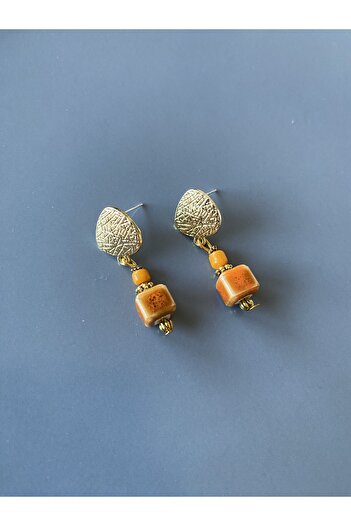 dela otantik Ceramic Beaded Women's Earrings – Handmade Bohemian Dangle Earrings - Colorful Authentic Bijouterie Jewelry