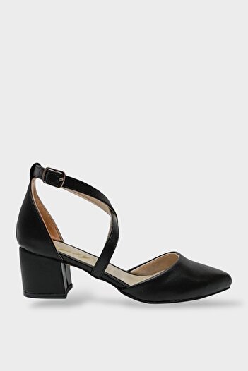 Liger Suede Cross Model 5 cm Heeled Classic Shoes Black-Black
