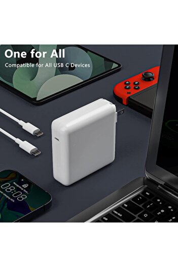 OEM Power adapter for charger, laptop with USB-C, color White