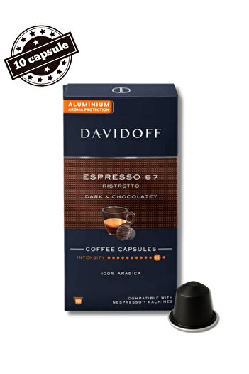 Davidoff 10 Espresso 57 Ristretto Aluminum Capsules – Compatible with Nespresso