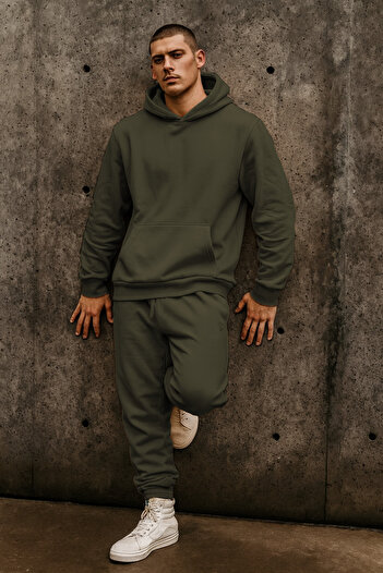 BARLİZ Men's Oversize Sports and Casual Model Basic Tracksuit Set
