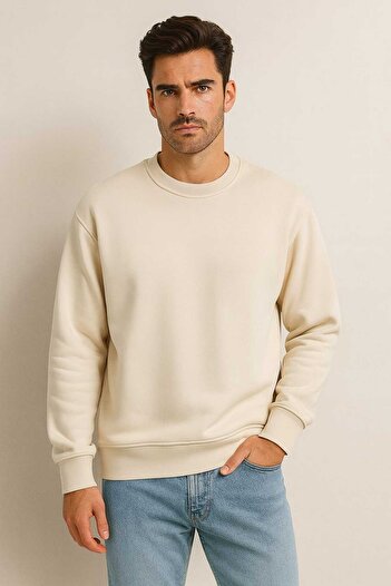 gigigiyim Solid Color Oversize Three-String Men's Sweatshirt