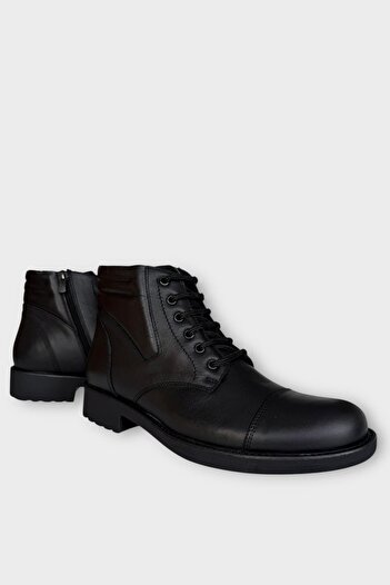 Liger Genuine Leather Non-Slip Rubber Sole Casual Men's Boots Black