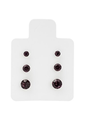 OEM Elegant set of 3 pairs of rhinestone earrings - Dark Violet