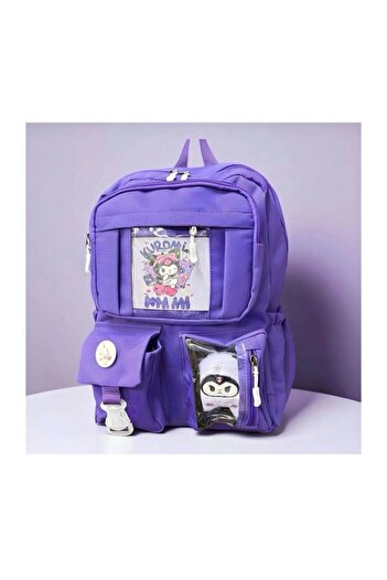 DEEFWEAR Kawaii Korean Style Plush and Nutrition Gifted and (Without Badge) School Backpack Purple