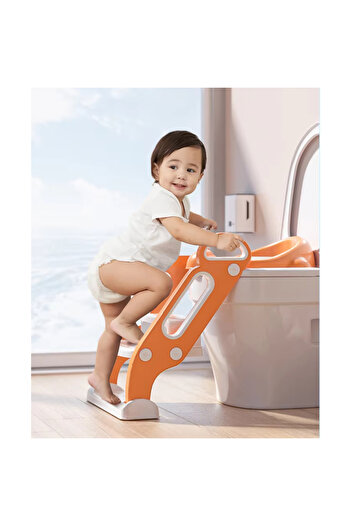 LITTLE ANGEL - Baby Potty Training Seat With Ladder And Step Stool-Orange