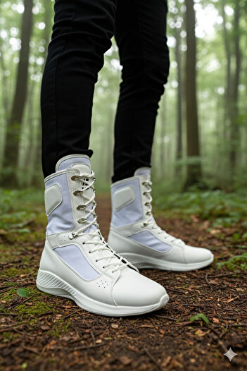 Zerenyus Verton Lace-up Casual Ανδρικές Στρατιωτικές Μπότες για εξωτερικούς χώρους Λευκές