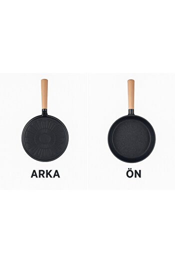 Comprox Black Line 20-24-28 cm 3-Piece Cast Iron Pan Set |   Non-Stick, Heat Resistant, Granite