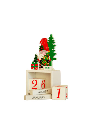 ALPJOY Christmas Decor Wooden Santa Claus Calendar