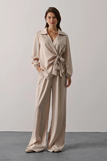 Silerra Selora Satin Suit - Ecru
