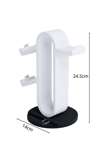 Black Edge Headset, Phone And Game Controller Stand - Holds 1 Headphone, 2 Controllers And 1 Phone
