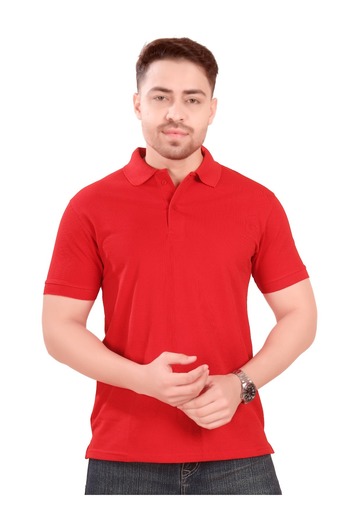 NuhStar Men's Classic Premium Cotton Short Sleeve Polo Shirt, Red, Comfortable, Classic