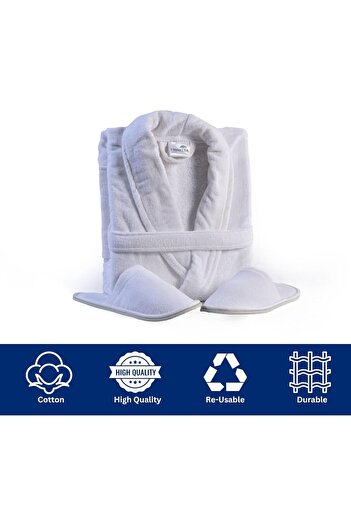 Generic Umbrella Outdoors 100% Egyptian Cotton Terry Velour Bathrobe & Slippers Set - Unisex