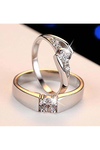 Generic YILI 925 Sterling Silver Women's Square Zircon 2PCS Ring Set