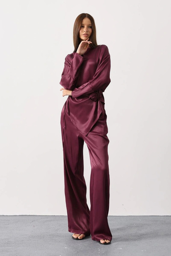 Silerra Rosalyn Satin Suit - Plum
