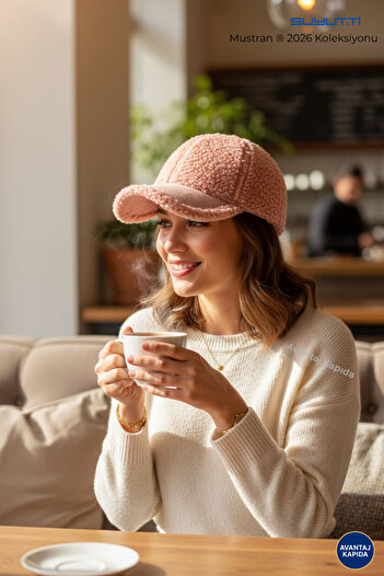 Mustran Suyutti Women's Sherpa Plush Brimmed Hat – New Season with Adjustable Winter Soft Fabric