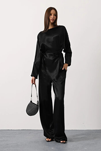 Silerra Rosalyn Satin Suit - Black