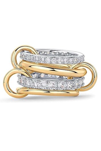 Generic 14K Gold Plated Interlocked Stackable Rings for Women, Two-Toned, Size 6
