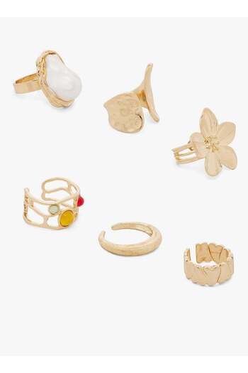 Ginger 6PK Mixed Textured Gold Rings