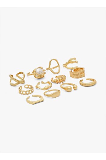 ELLA 6PK Mixed Textured Gold Rings